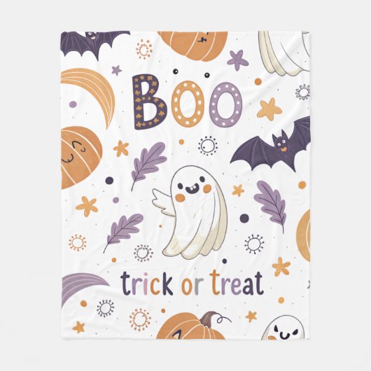 Couverture Polaire Adorable Halloween Ghost & Pumpkin Fleece Blanket (Devant)