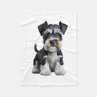 Couverture Polaire Adorable HD miniature Schnauzer Portrait de chiot