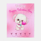 Couverture Polaire Adorable Heureuse Sainte-Valentin maltais chiot (Devant)