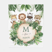 Couverture Polaire Adorable Jungle Animaux Tropical Safari Vert (Devant)