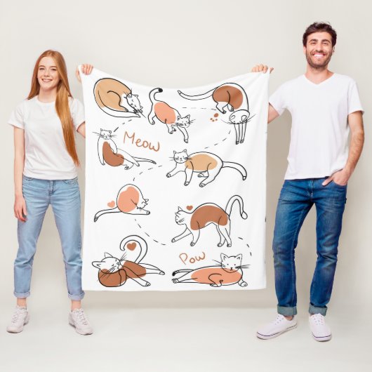 Couverture Polaire Adorable mignonne pow chatte blanc brun chic moder (En situation)