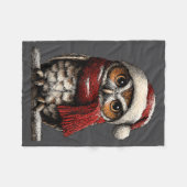 Couverture Polaire Adorable Owl With Santa Hat Snowy Winter Christmas (Devant (Horizontal))