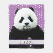 Couverture Polaire Adorable Panda Ours pourpre Nom Enfants Animal (Devant)
