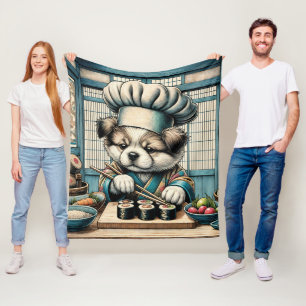 Couverture Polaire Adorable Sushi Chef Chiot