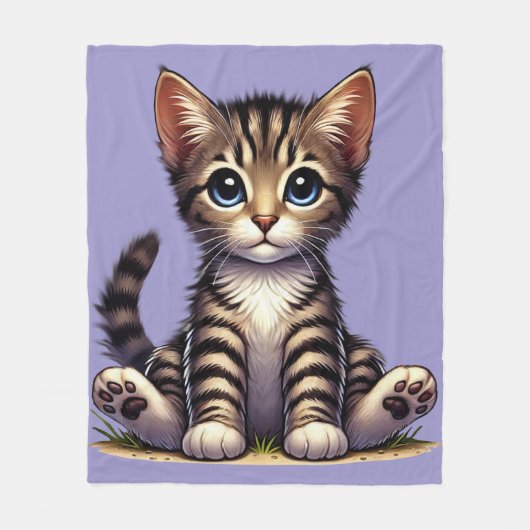 Couverture Polaire Adorable Tabby Kitten Aux Yeux Bleus (Devant)