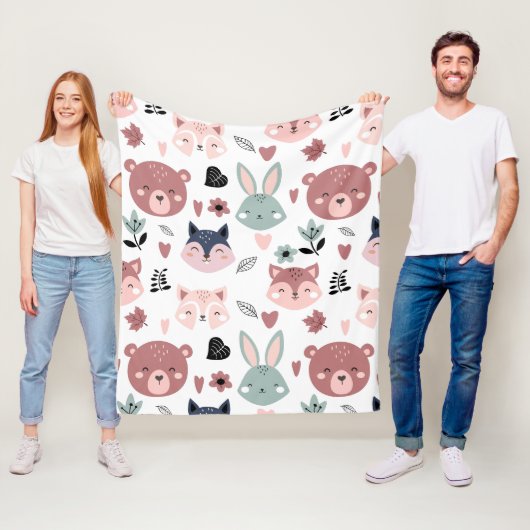 Couverture Polaire Adorable Woodland Creatures With Hearts (En situation)