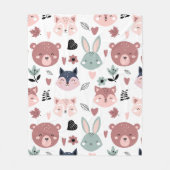Couverture Polaire Adorable Woodland Creatures With Hearts (Devant)