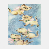 Couverture Polaire Adorables chatons siamois Rubans roses Noël (Devant)