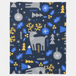 Couverture Polaire Adorables Noël style scandinave Bleu