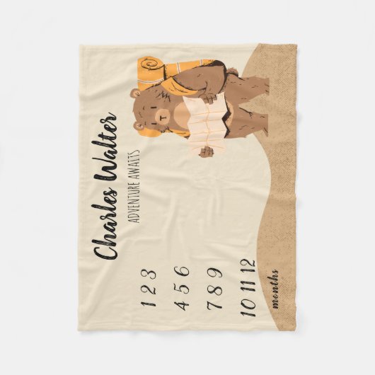 Couverture Polaire Adventure Await Baby Milestone Blanket Ours (Devant)