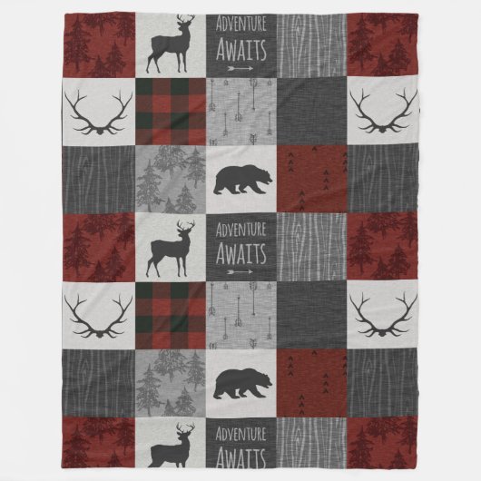 Couverture Polaire Adventure Await Fleece Blanket - Rouge, Noir, gris (Devant)