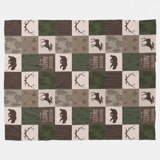 Couverture Polaire Adventure Await woodland Patchwork- vert/brun (Devant (Horizontal))