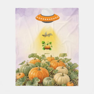 Couverture Polaire Aesthetic Cottagecore UFO Citrouille Abduction Aqu