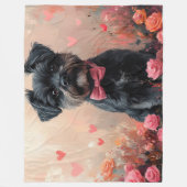 Couverture Polaire Affenpinscher avec des roses - Saint-Valentin (Devant)