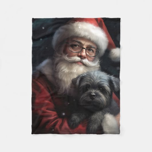 Couverture Polaire Affenpinscher avec Noël Festif du Père Noël (Devant)