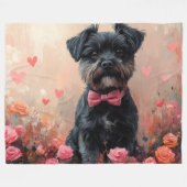 Couverture Polaire Affenpinscher avec Rose - Saint Valentin (Devant (Horizontal))