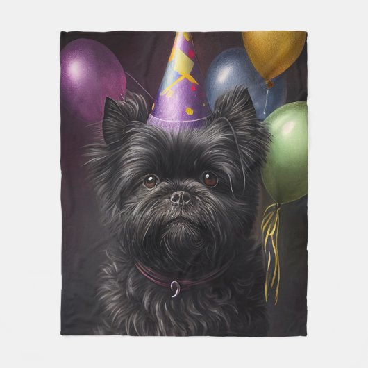Couverture Polaire Affenpinscher Chien Ballons d'anniversaire (Devant)
