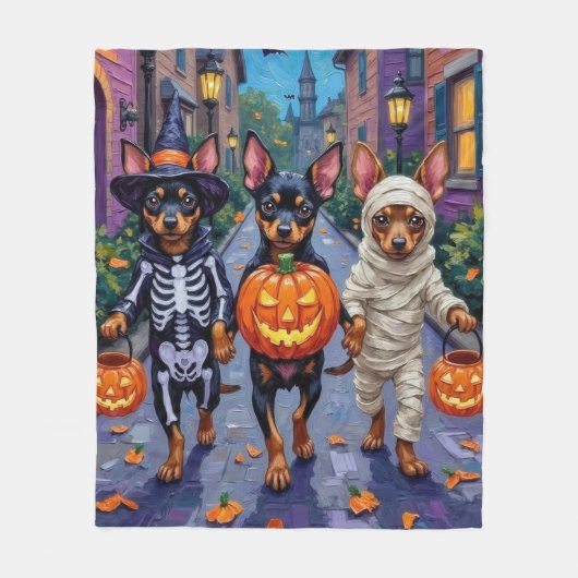 Couverture Polaire Affenpinscher Chiens Trick-or-Treating en Hallowee (Devant)