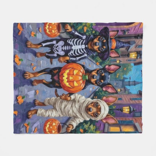 Couverture Polaire Affenpinscher Chiens Trick-or-Treating en Hallowee (Devant (Horizontal))