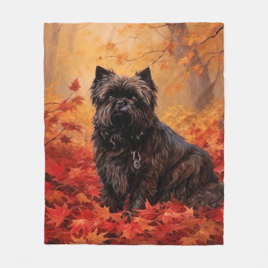 Couverture Polaire Affenpinscher en automne Feuilles automne Inspiré (Devant)