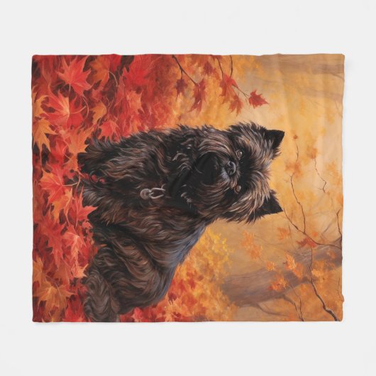 Couverture Polaire Affenpinscher en automne Feuilles automne Inspiré (Devant (Horizontal))