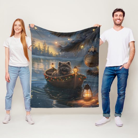 Couverture Polaire Affenpinscher Festive Christmas Voyage (En situation)