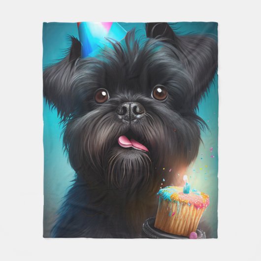 Couverture Polaire Affenpinscher fête le gâteau des ballons d'anniver (Devant)