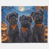 Couverture Polaire Affenpinscher Halloween Éffrayant (Devant (Horizontal))