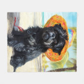 Couverture Polaire Affenpinscher sur la plage, cadeau d'été pour les  (Devant (Horizontal))