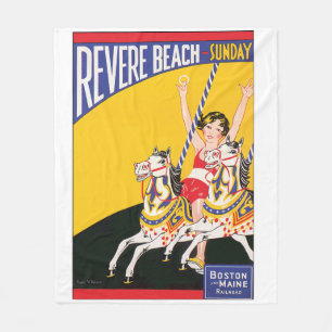 Couverture Polaire Affiche de carrousel vintage de Revere Beach Nosta
