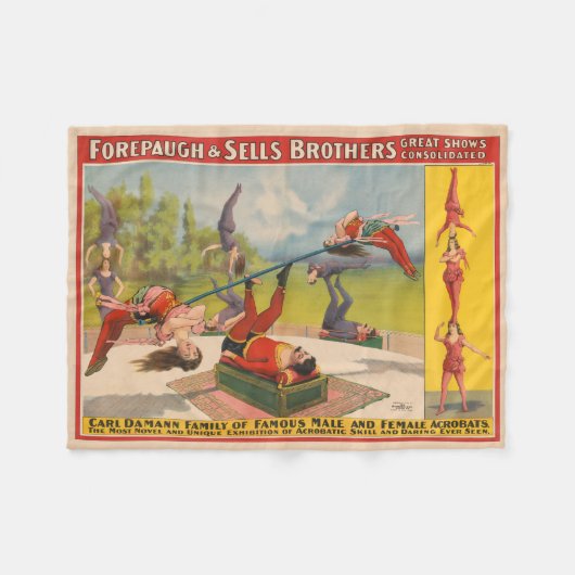 Couverture Polaire Affiche de cirque montrant des actes acrobatiques, (Devant (Horizontal))