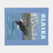 Couverture Polaire Affiche de Vintage voyage d'AlaskaBald Eagle (Devant (Horizontal))