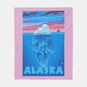 Couverture Polaire Affiche de Vintage voyage d'AlaskaIceberg