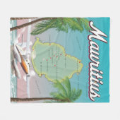 Couverture Polaire Affiche de voyage vintage mauricienne (Devant (Horizontal))