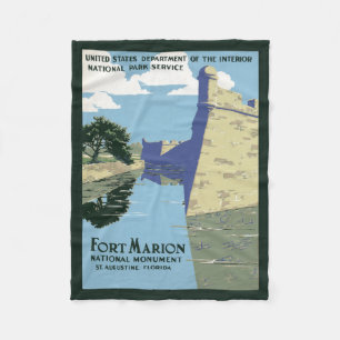 Couverture Polaire Affiche Vintage voyage montrant Fort Marion