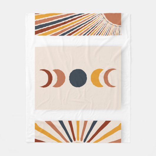 Couverture Polaire Affiches Abstraites de la lune Sun Boho (Devant)