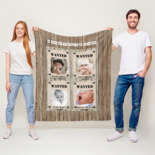 Couverture Polaire Affiches de recherche drôles en bois rustique Phot