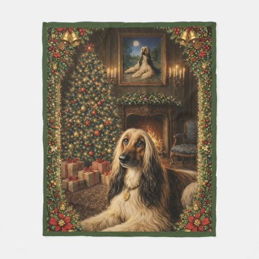 Couverture Polaire Afghan Hound Holiday Christmas Throw Blanket (Devant)