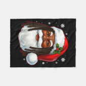 Couverture Polaire African American Santa Christmas Cool Black X-mas (Devant (Horizontal))