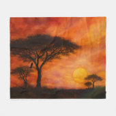 Couverture Polaire African Serengheti Sunset - Alcohol ink art (Devant (Horizontal))