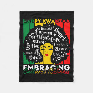 Couverture Polaire Afro Girl Happy Kwanzaa patrimoine afro-américain