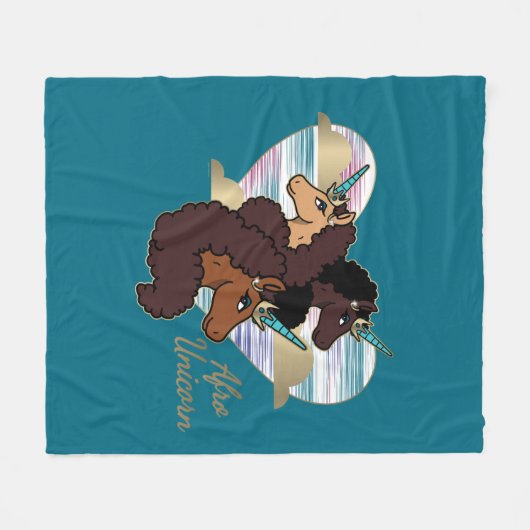Couverture Polaire Afro Unicorn Trio Coeur Design (Devant (Horizontal))