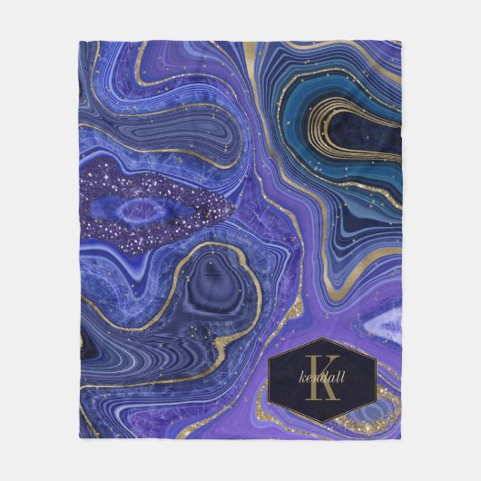 Couverture Polaire Agate Abstrait Monogramme Minuit ID827 (Devant)