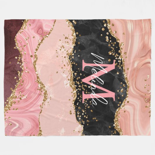 Couverture Polaire Agate de séquences noir et rose (Devant (Horizontal))