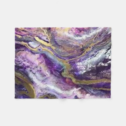 Couverture Polaire Agate en marbre violet et or (Devant (Horizontal))