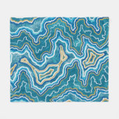 Couverture Polaire Agate graphique en or bleu (Devant (Horizontal))