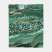 Couverture Polaire Agate Green Gold Parties scintillant Geode Marbre  (Devant)