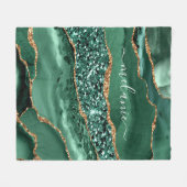 Couverture Polaire Agate Green Gold Parties scintillant Geode Marbre  (Devant (Horizontal))