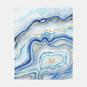 Couverture Polaire Agate II de cobalt du monogramme
