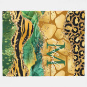 Couverture Polaire Agate Poster de animal Gold et Green Safari (Devant (Horizontal))